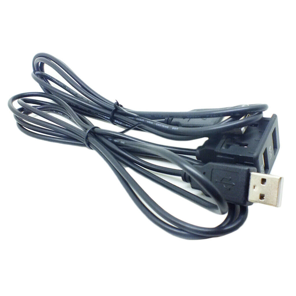 1.5M Car Vehicle Universal Dual USB Audio Dashboard Mounted Extension Cable