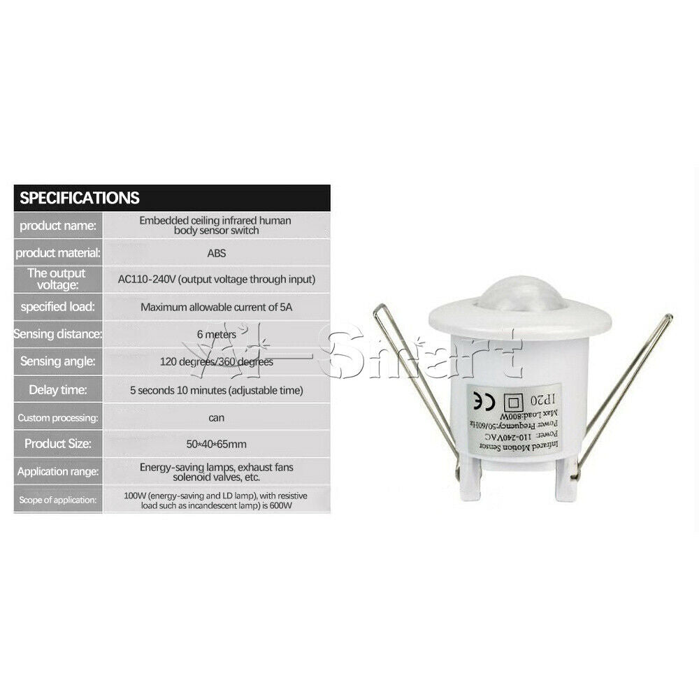 Ceiling Human Body Infrared Sensor Switch Opening Diameter AC110-240V 4CM Small