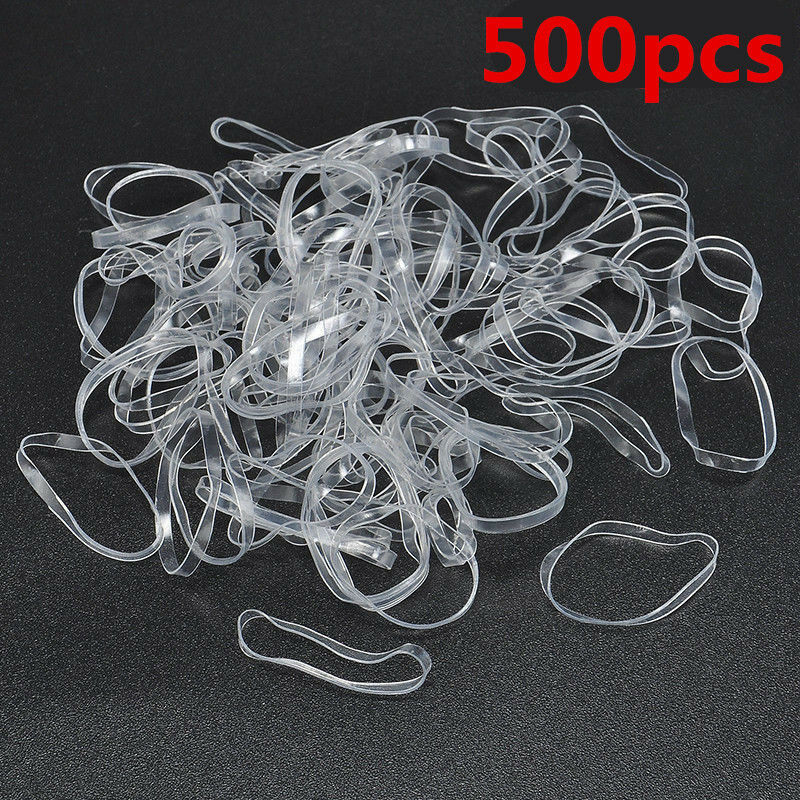 500pcs Transparent Clear Ponytail Elastic Rubber Band Hair Ties Ropes Rings