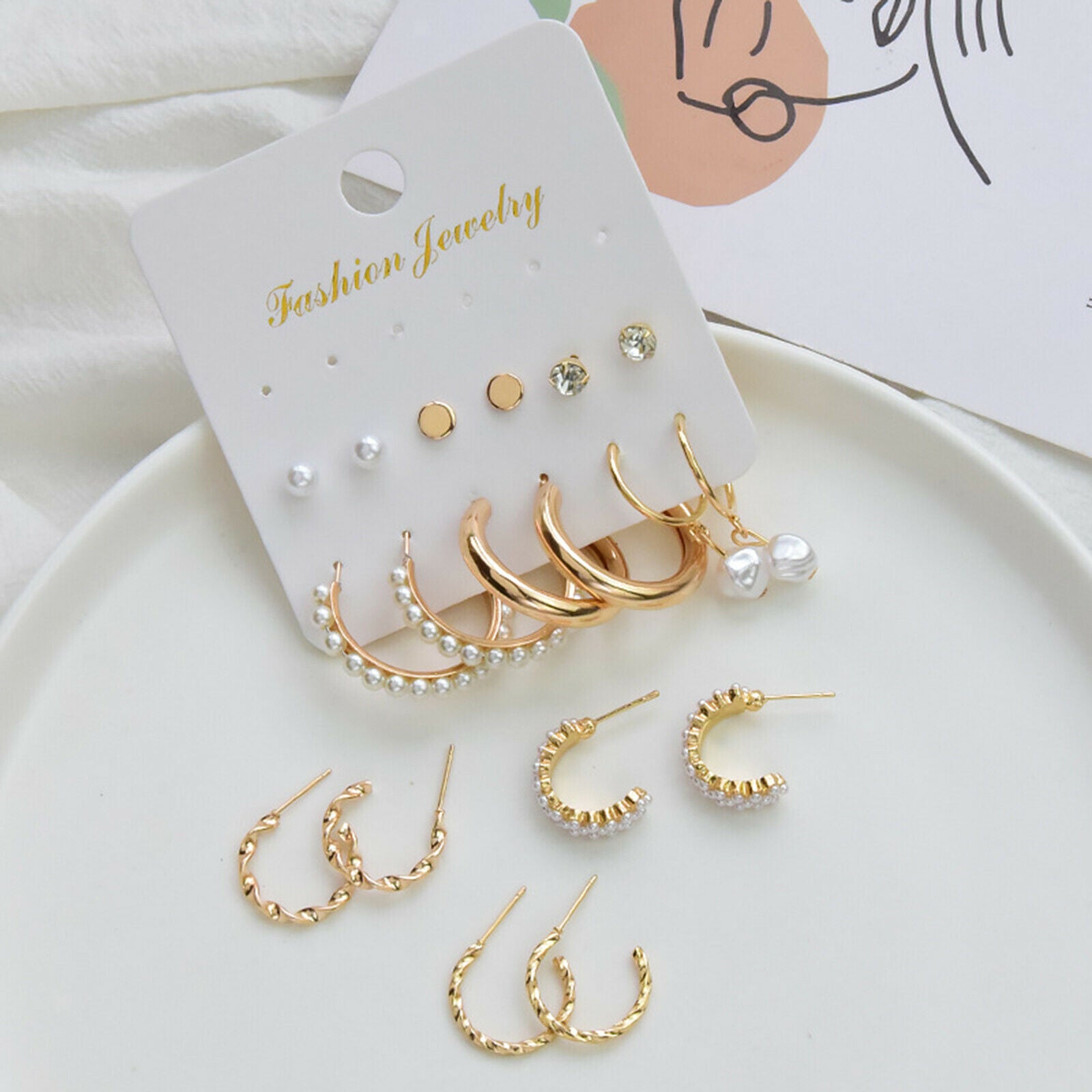9 Pairs Earrings Ear Cuff Set for Girls Parties Jewel Adjustable Lightweight