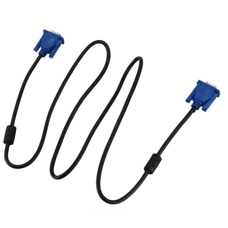 Black Blue VGA 15 pins Male to Male Plug Cable Computer Monitor Wire Cable 1.5W7