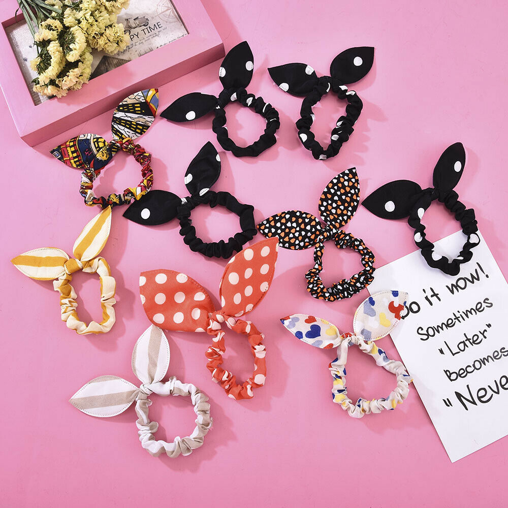 10X Women Girls Elastic Bow Knot Ponytail Hair Band Hair Rope Scrunchie Holder