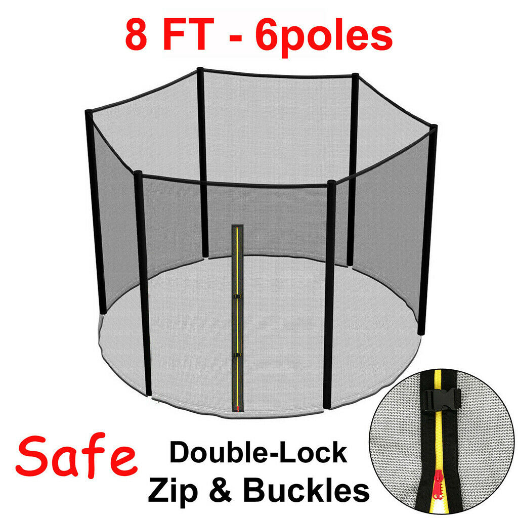Durable Trampoline Safety Net PE 8ft 6-pole Round Enclosure Fence Protector