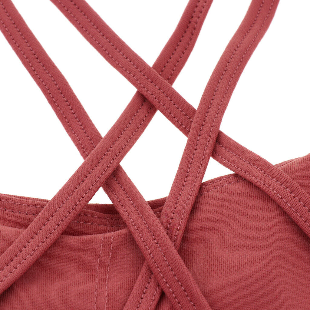 Womens Push-up Padded Strappy Sports Bra Cross Back Wirefree Fitness Yoga Top -