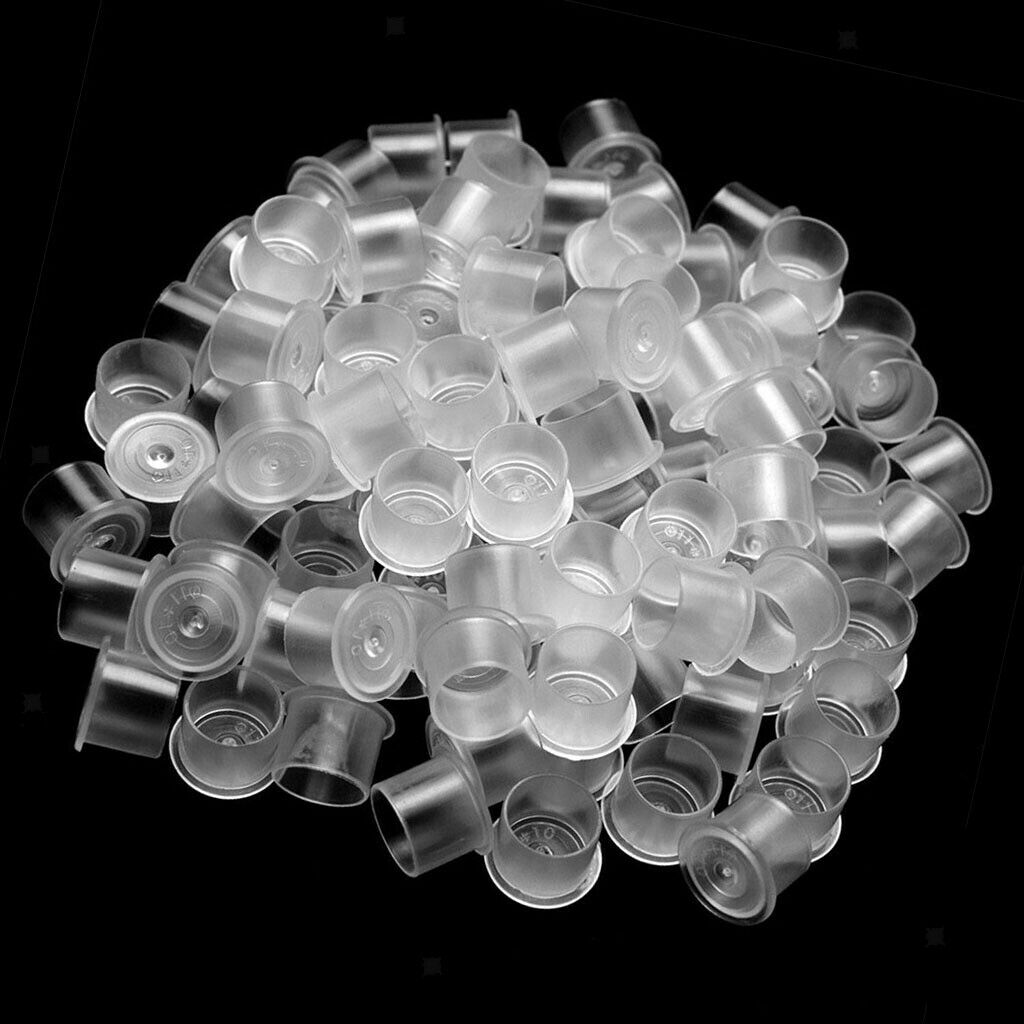 300x Plastic Eyebrow Tattoo Permanent Makeup Ink Paint Cups with Base Supply