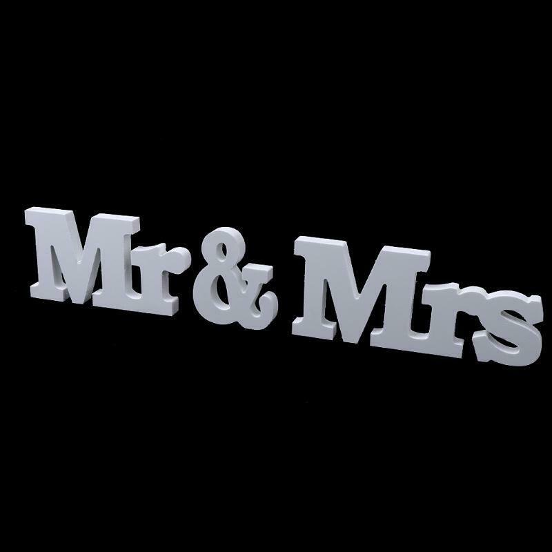 Wedding Decoration Mr & Mrs White Wooden Letters Sign For Sweetheart Table Decor