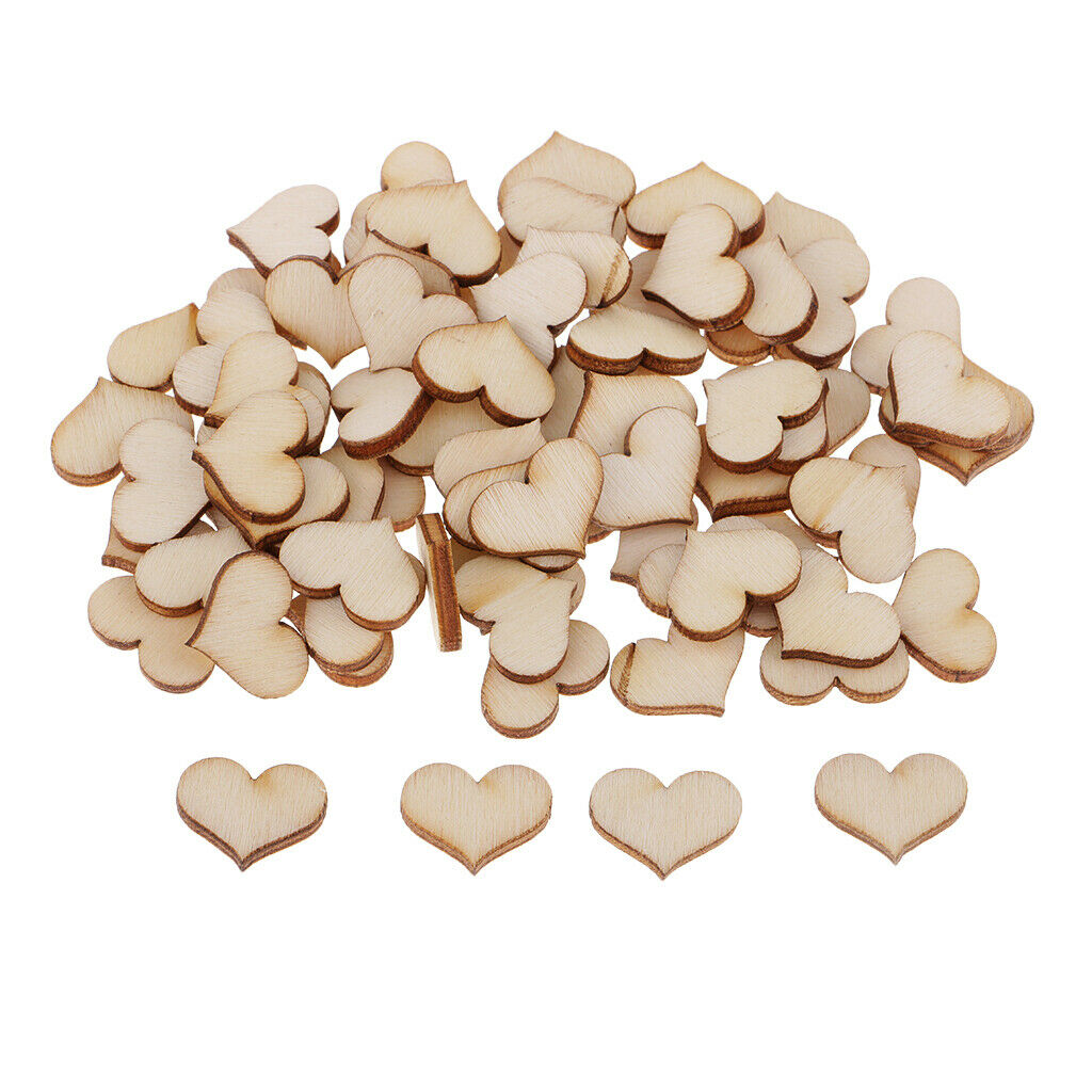 100pcs Wooden Heart Gift Tag Ornament DIY Crafts for Decoupage, Engravings