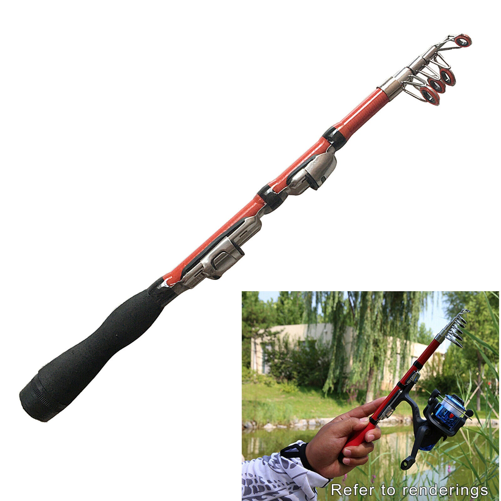 2Pc 1m Travel Telescopic Fishing Rod Collapsible   Pole for Saltwater Sea
