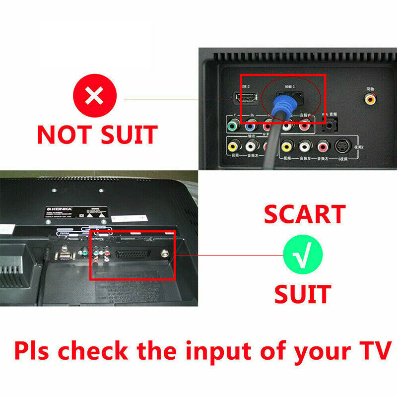 1080P HDMI To SCART Adapter Video Audio Converter Scaler Box+USB Cable For TV