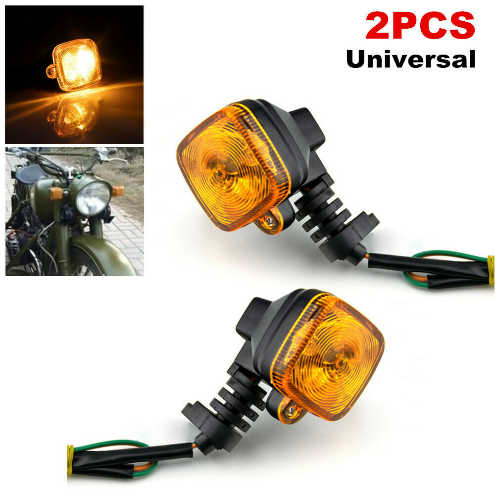 2pcs Motorcycle Amber Halogen Bulb Turn Signal Indicators Square Light Blinker