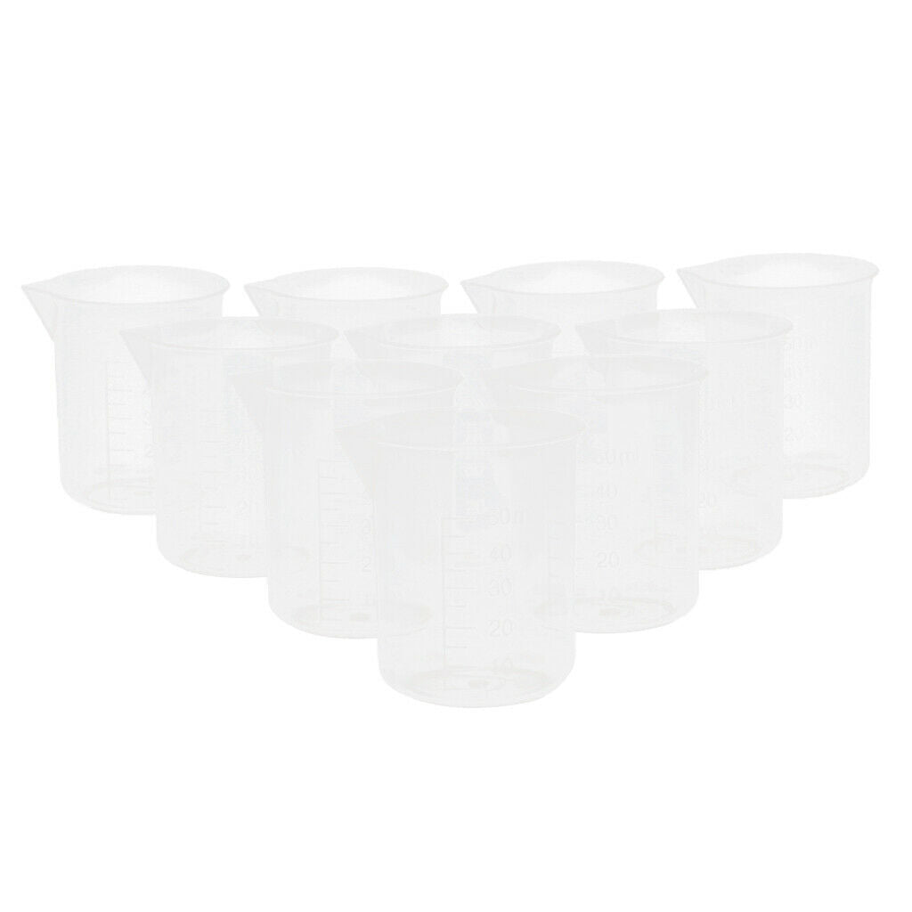 20 Pcs 50ml Plastic Clear Graduated Measuring Cups Beakers for Lab, Kitchen,