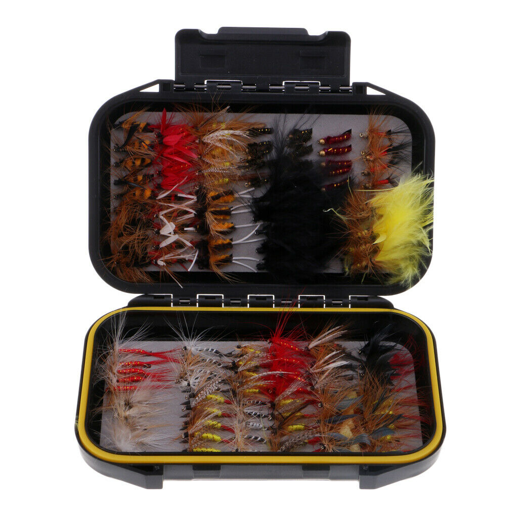 100pcs/lot Dry Wet Streamer Trout Fishing Flies Assortment with Tackle Box