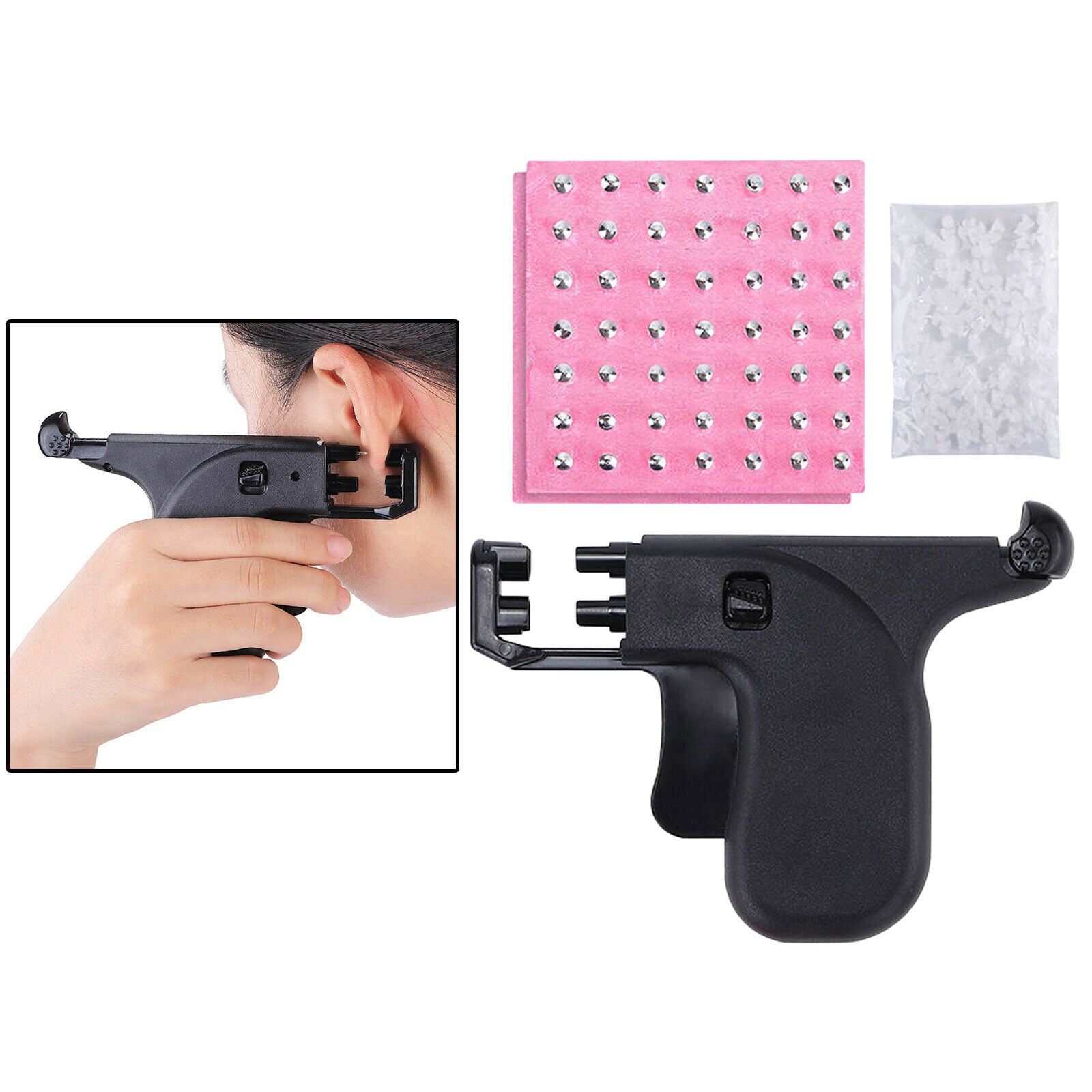 Steel Ear Navel Body Piercing Gun with Ear Studs Set for Salon Home Use
