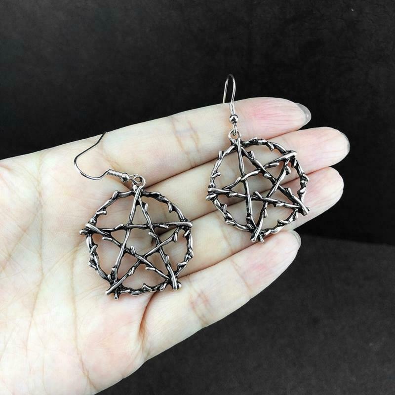 Gothic Pentagrams Earrings Pentagrams Zinc Alloy Pendant Goth Gift for Women