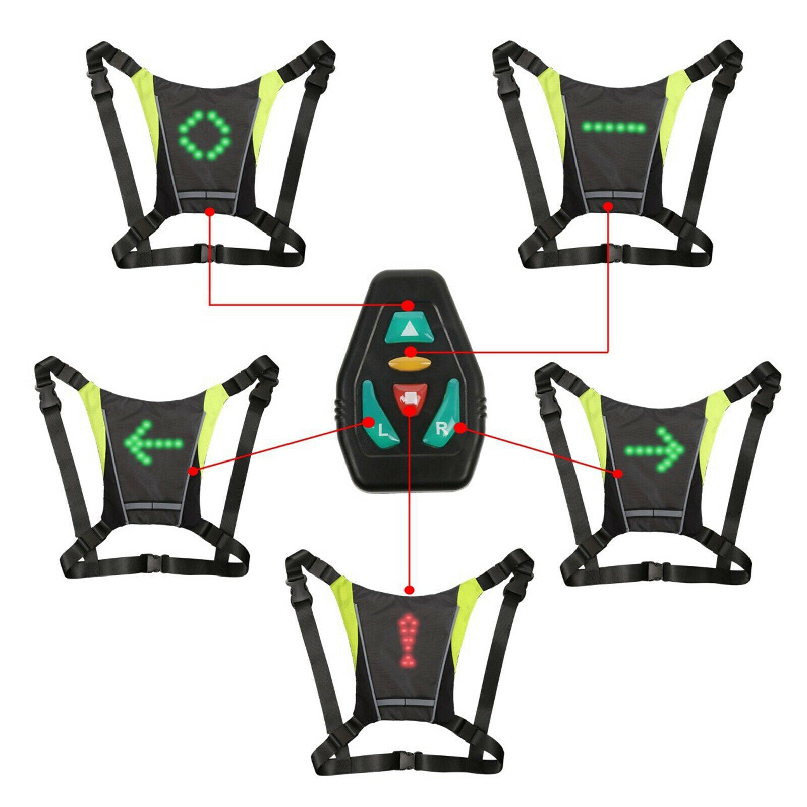 Cycling LED Turn Signal Vest Reflective Remote Direction Indicator Backpack