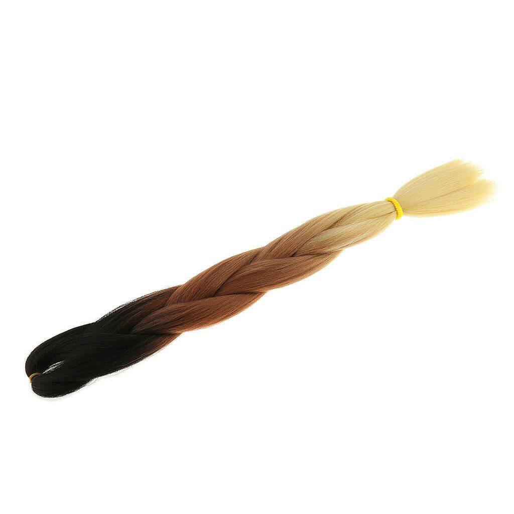 24" Ombre Kanekalon Jumbo Braiding Hair Extensions Black+Coffee+Blonde