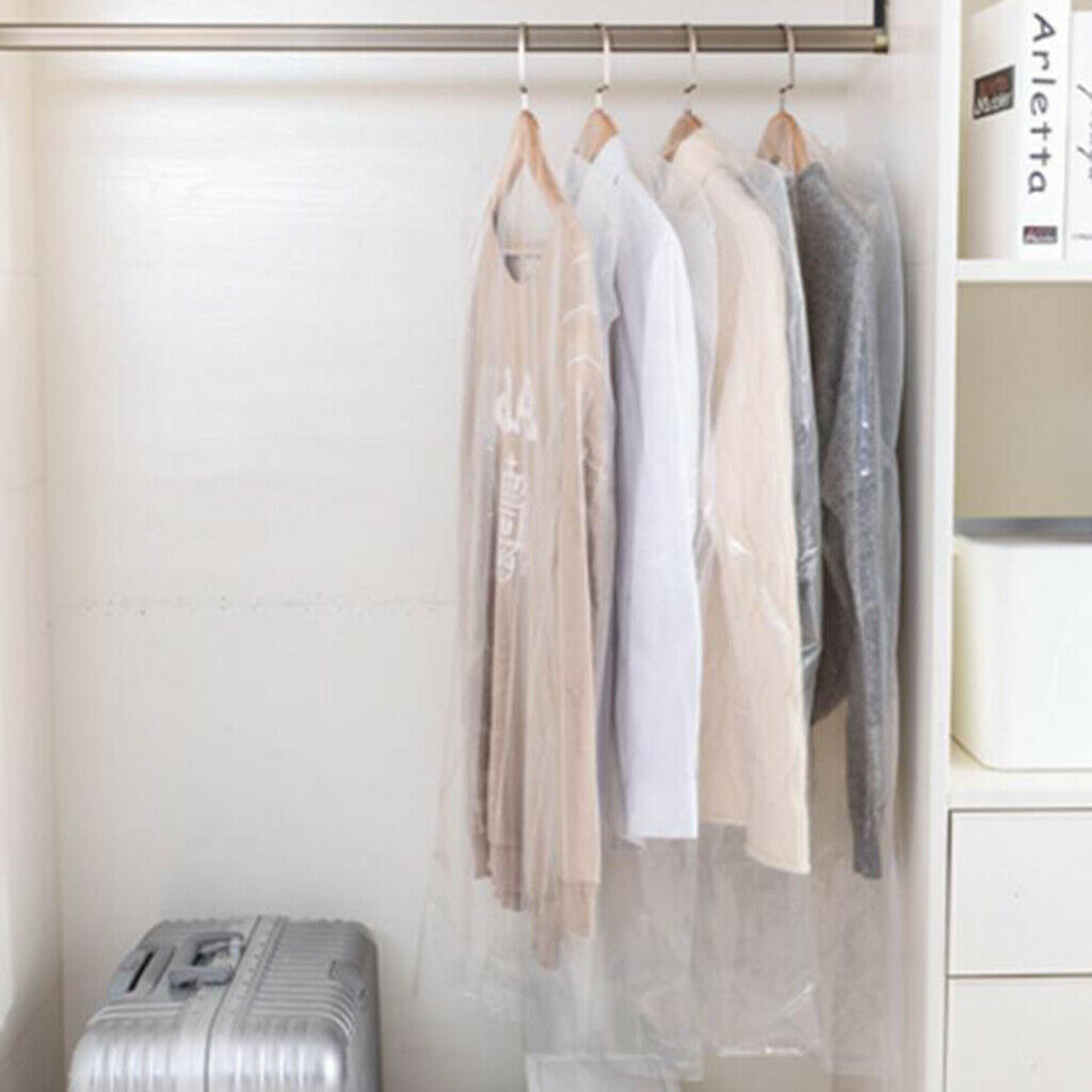 10pcs Plastic Hanging Garment Bags for Clothes Storage Dustproof 60x100cm