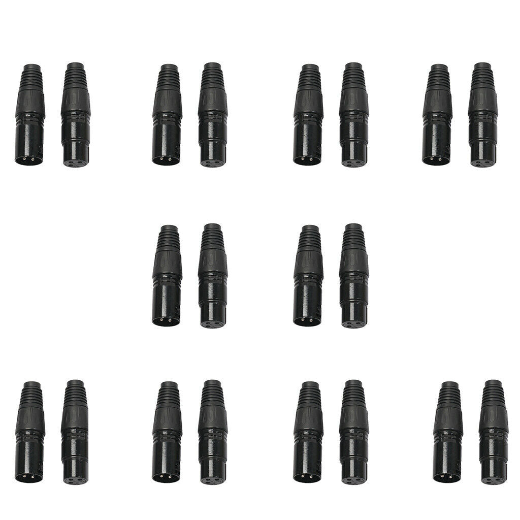 10Pairs 3 Pin XLR Solder Type Connector Male + Female Plug Mic Audio Socket