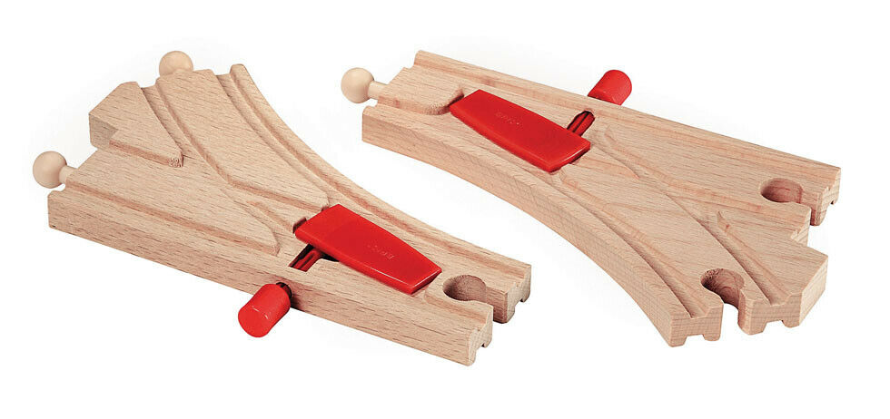 33344 BRIO Mechanical Switches Wooden Train Railway Tracks inc 2pcs Age 3 years+