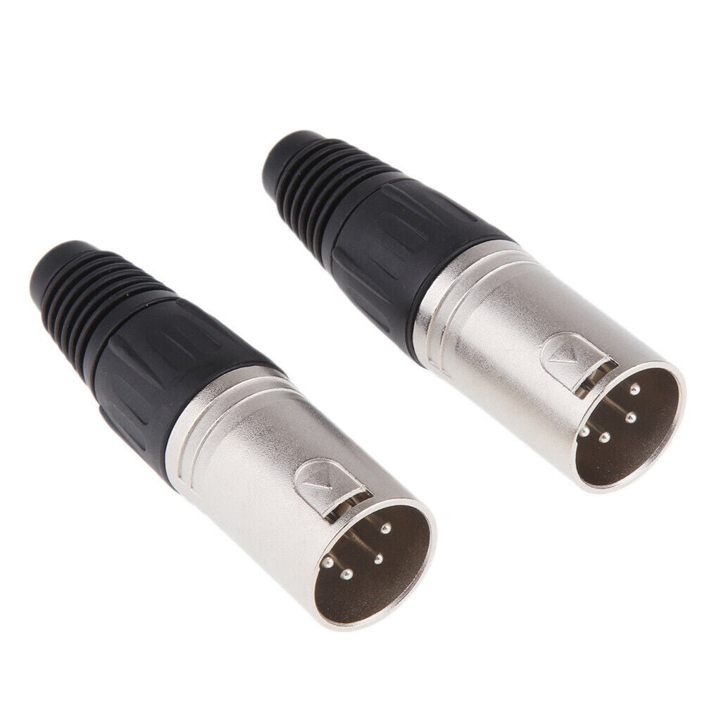 2 Pieces Metal 4Pin/4P XLR Connector Plug Male Audio Microphone Connector