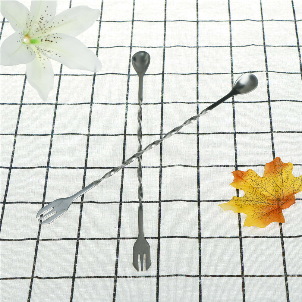 Stainless Steel Cocktail Bar Spoons Spiral Pattern Drink Mixer Shaker Spo.l8
