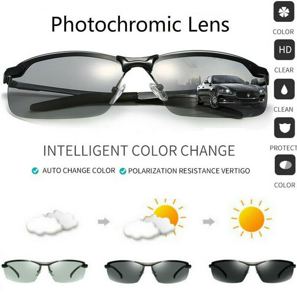 Photochromic Polarised Sunglasses UV400 Polarized Fishing Driving Eyewear Retro