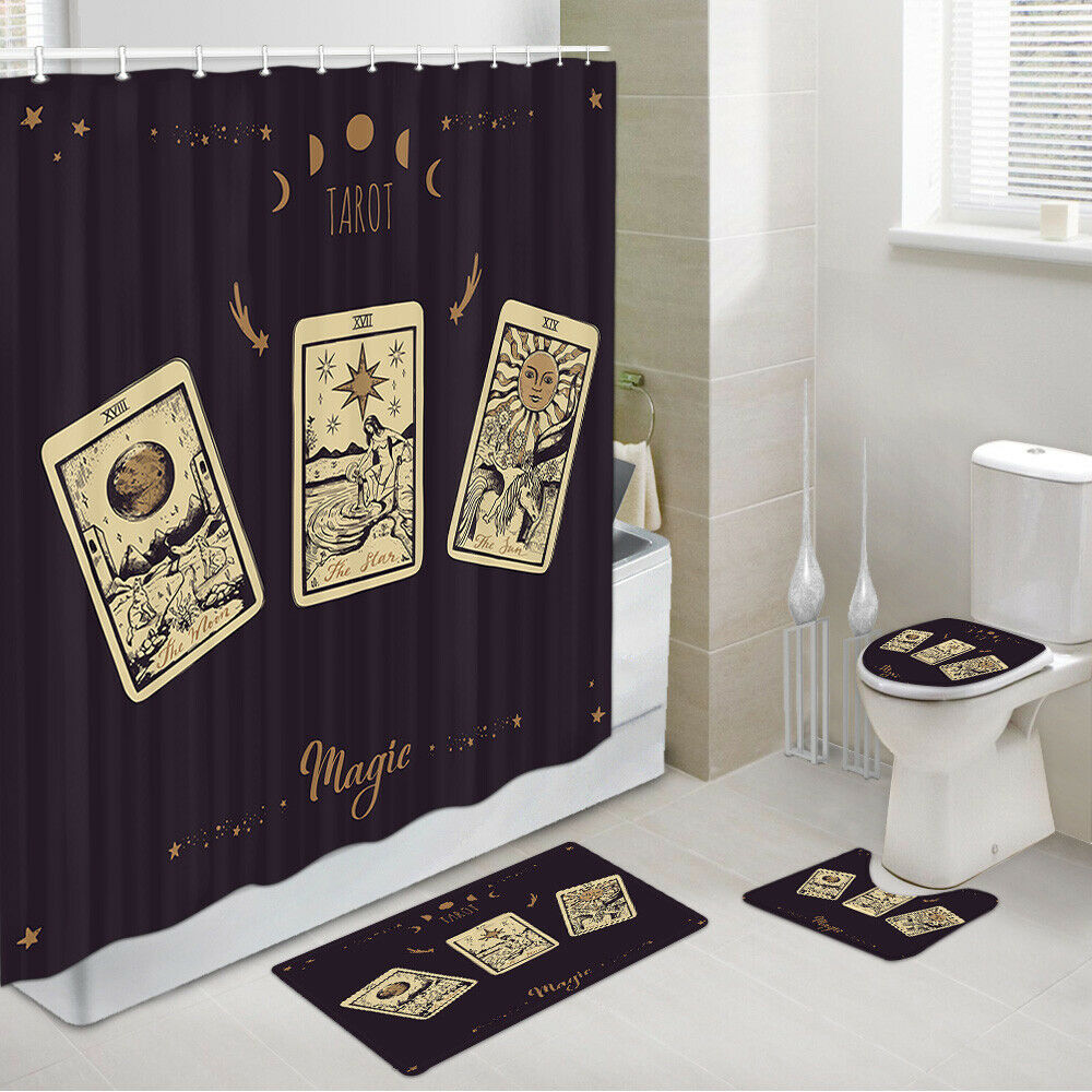 Magic Tarot Divination Shower Curtain Toilet Cover Rug Mat Contour Rug