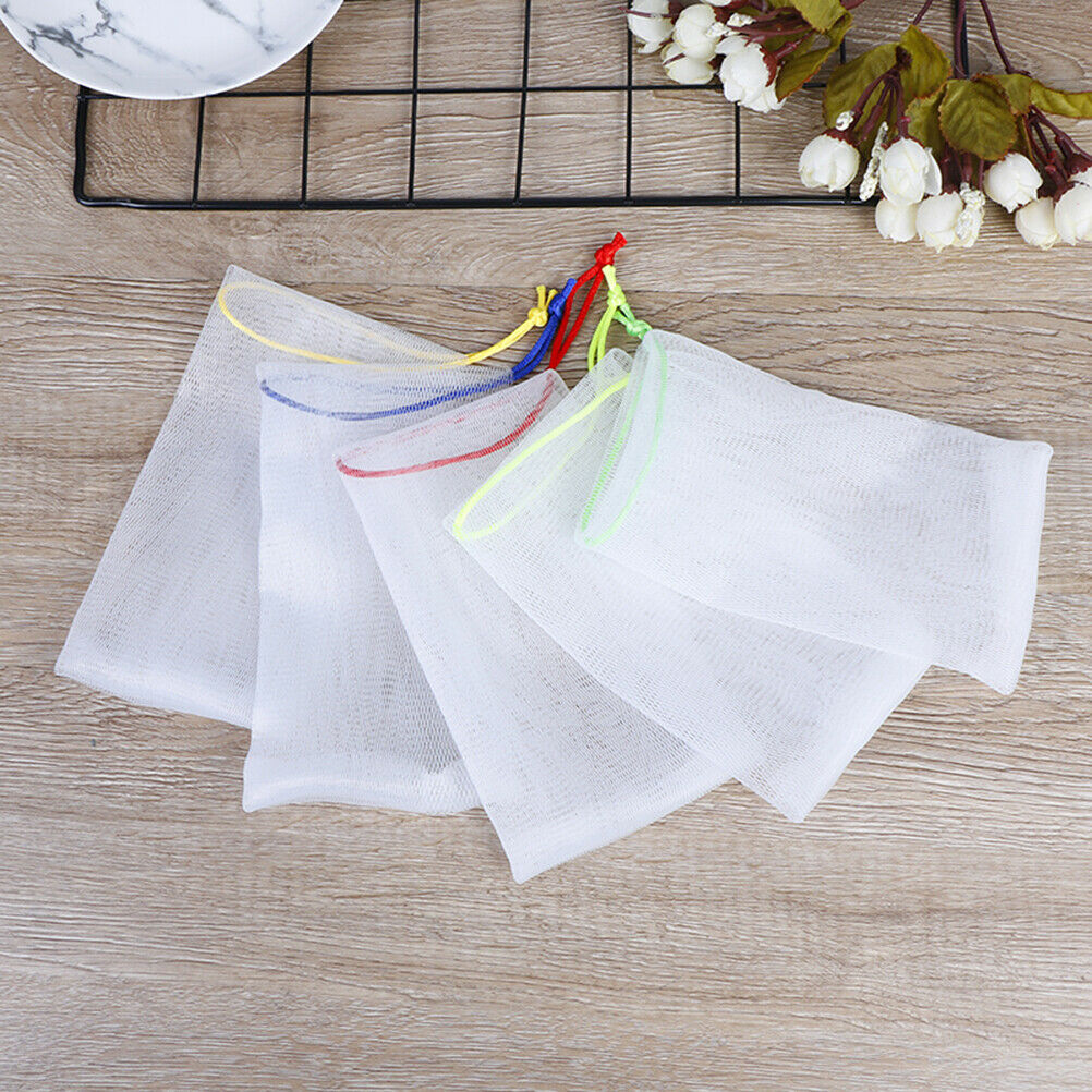 5*Soap Foaming Net Saver Bag Suds Bubbles Maker Skin Care Bath Easy Bubbl.l8