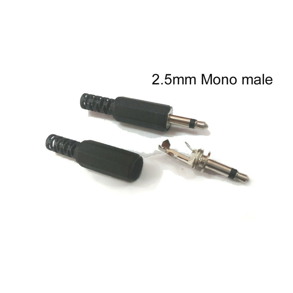 2.5mm 2 Pole Mono Audio Male Plug Jack Adaptor Connector Solde Repair