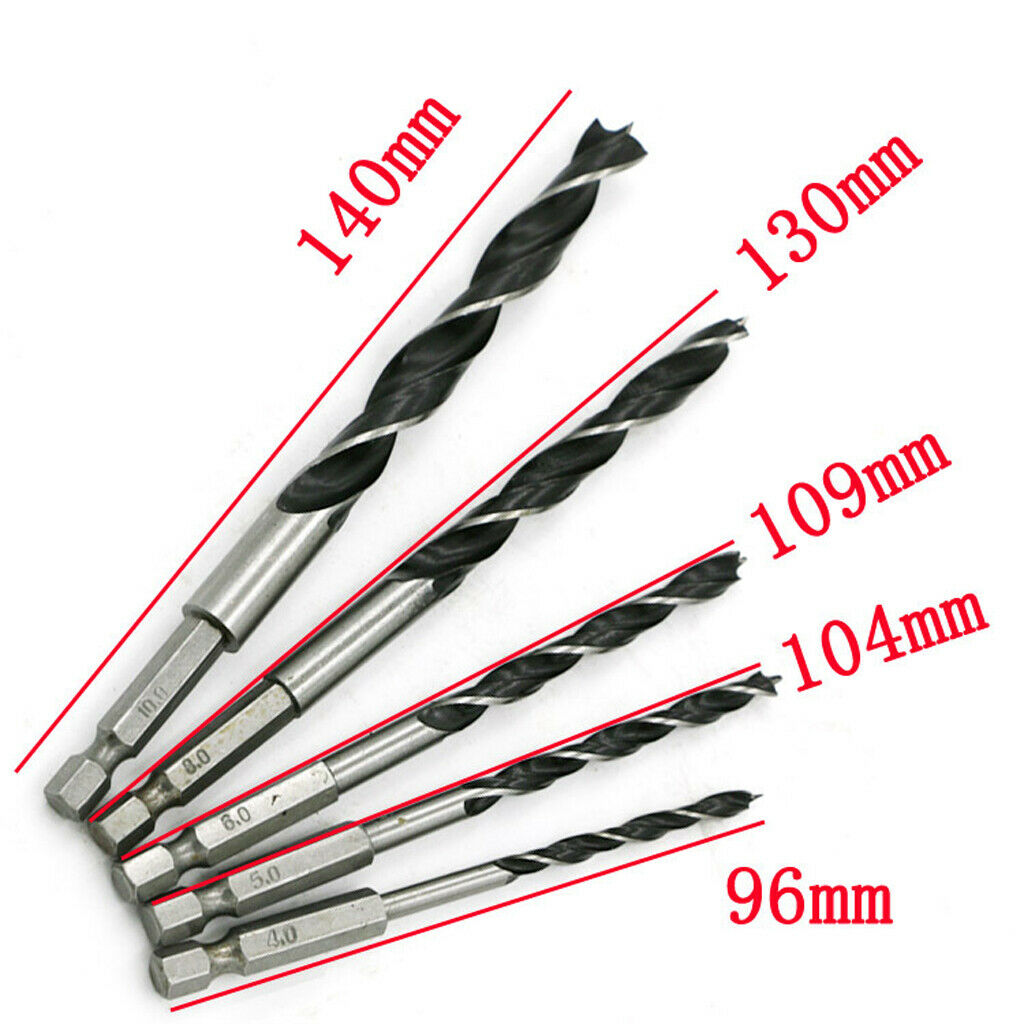 5pcs Wood Drills Bit Set Carpenter Tools High  Steel 4/5/6/8/10mm