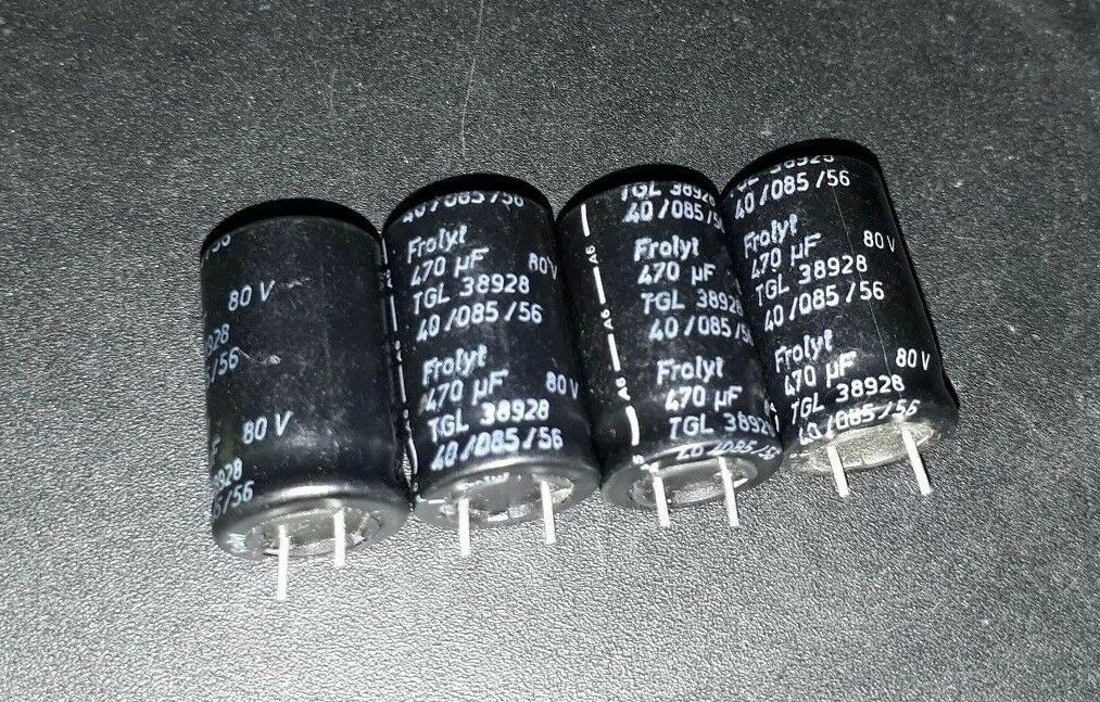 4pcs NEW FROLYT 38928 470uF 80V 105C LOW ESR CAPS GREAT FOR AUDIO AMP PREAMPS!