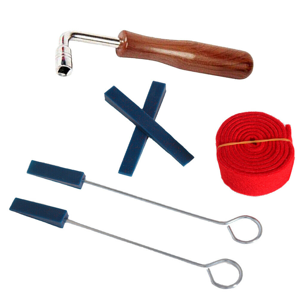 Set of 6 Rubber Mute+Wrench+Temperament Strip DIY for Grand/Upright Piano Tuning