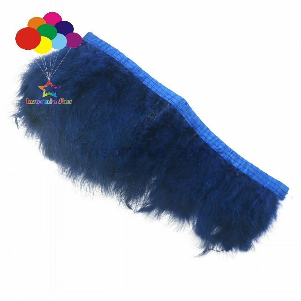 Navy 2 Meter 6-7 inch Fluffy Marabou Turkey Feathers Trims for Crafts Jewelry