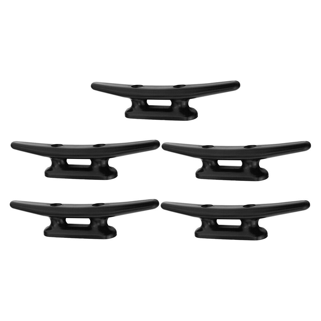 5x Durable Nylon Boat Yacht Deck Line Dock Rope Cleat/Cleats 4"/98mm Black