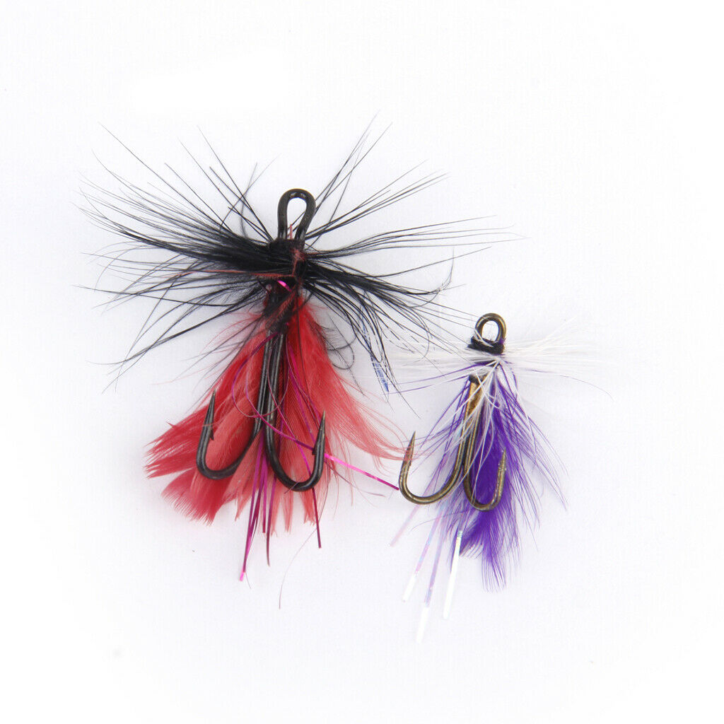 12pcs Lures with Feathers Double Fish Hooks Crank Bait Minnow Popper
