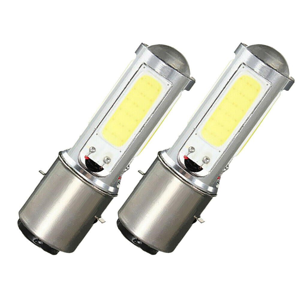 2pcs BA20D H6 4 COB LED White Bulb Light For Motorcycle Moped ATV Headlight