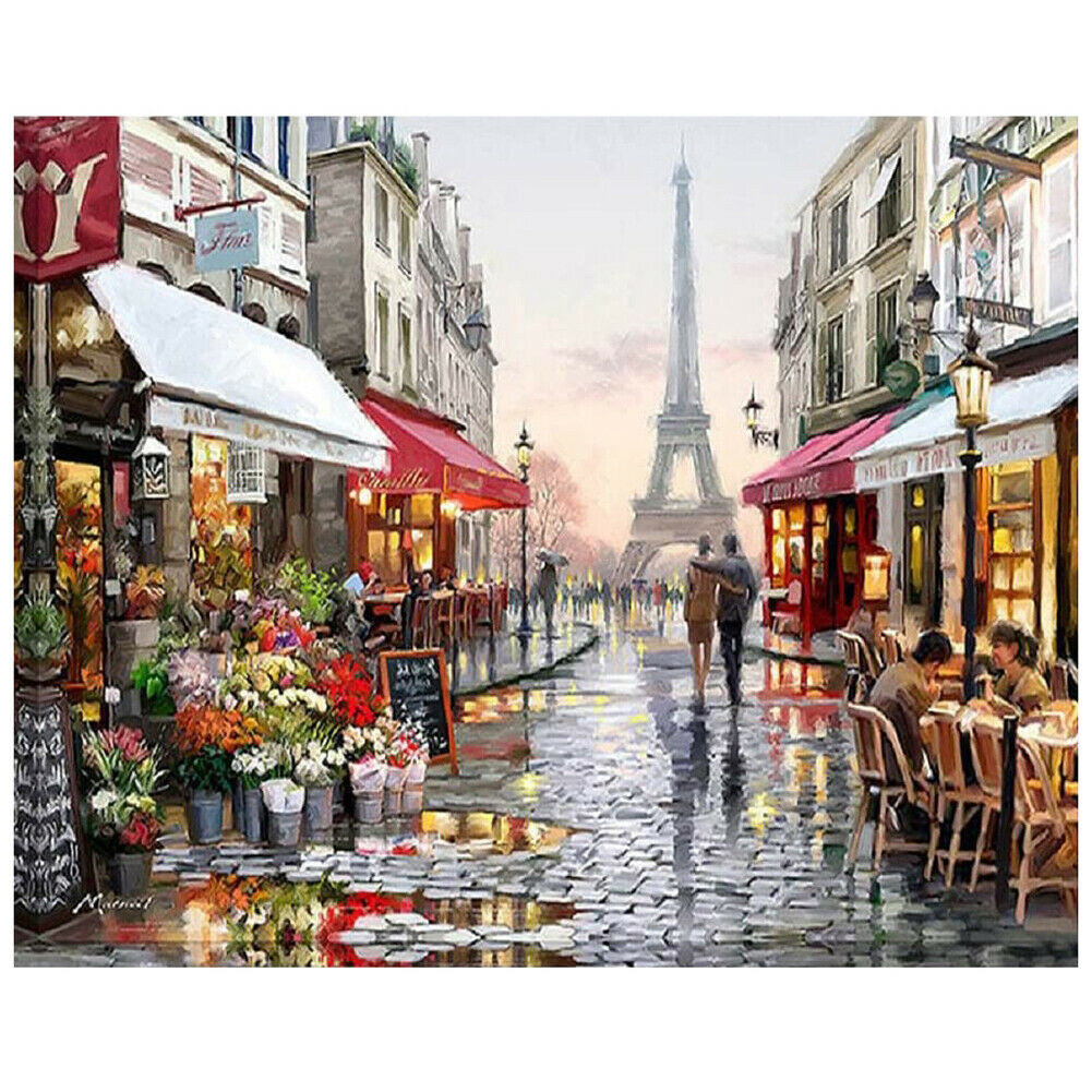 Paris Street Oil Painting Landscape France Eiffel Tower Street room Decor 40*50