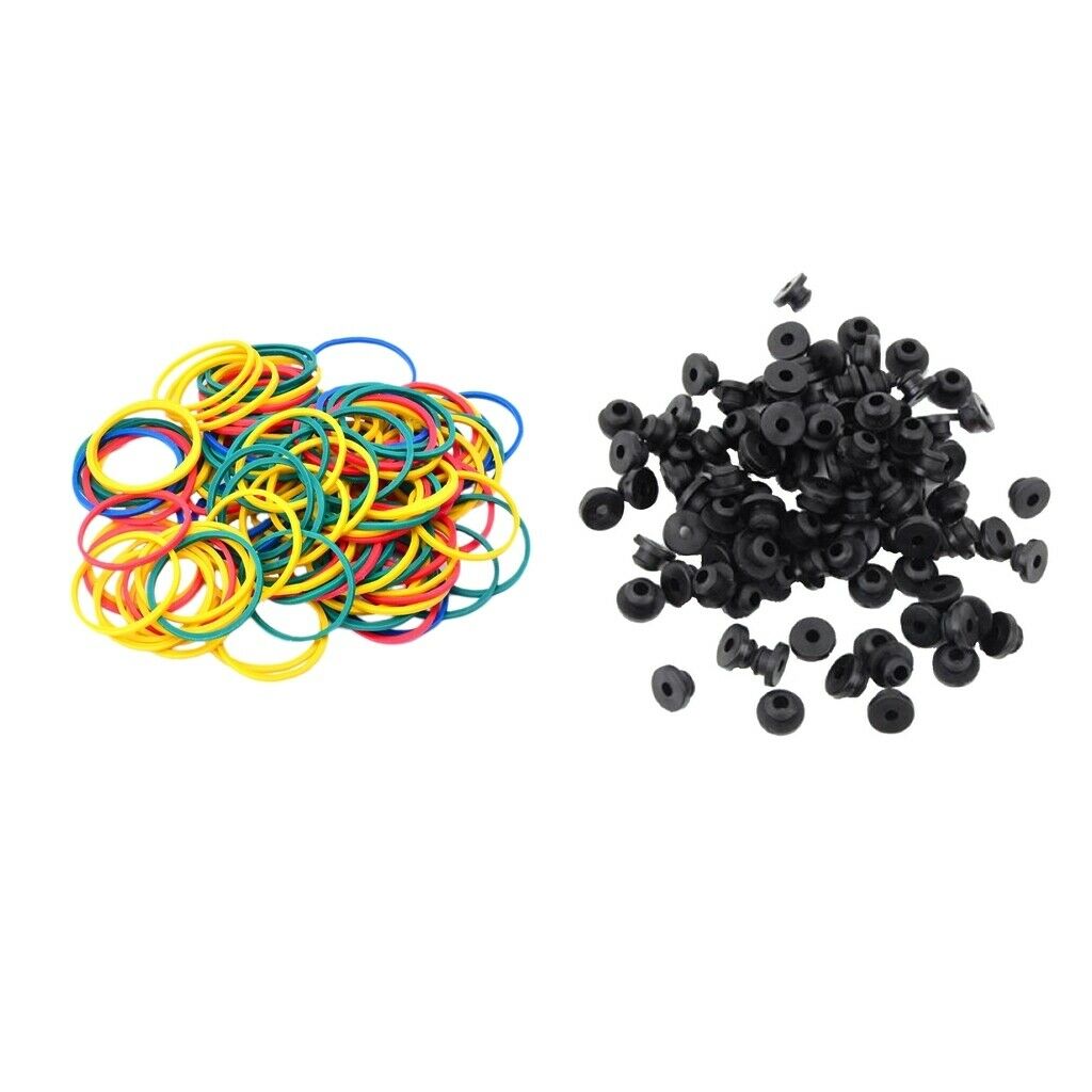Set of 200 Black 3mm Soft Motor Tattoo Grommets Nipples Rubber Bands Set