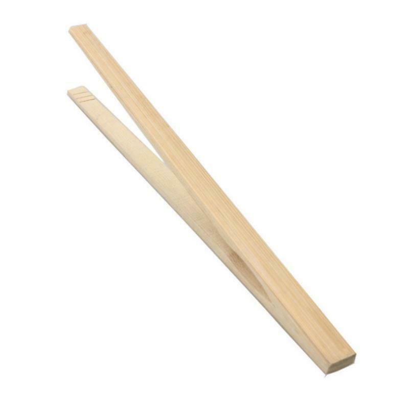 Bamboo Tongs Wood Food Toast Salad Tongs Toaster Bacon Sugar Ice Tea Tong C KX