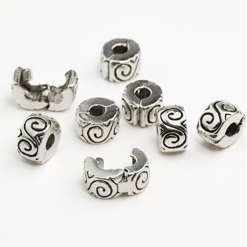 Women Clip Lock Beads Water Ripple Stopper Bead Fit Bracelets & Bangles DI.l8