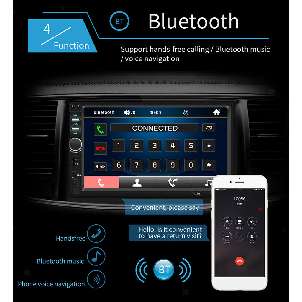 7 '' Car 2 Din MP5 Player Bluetooth Stereo Radio FM With Touch Screen 7018B