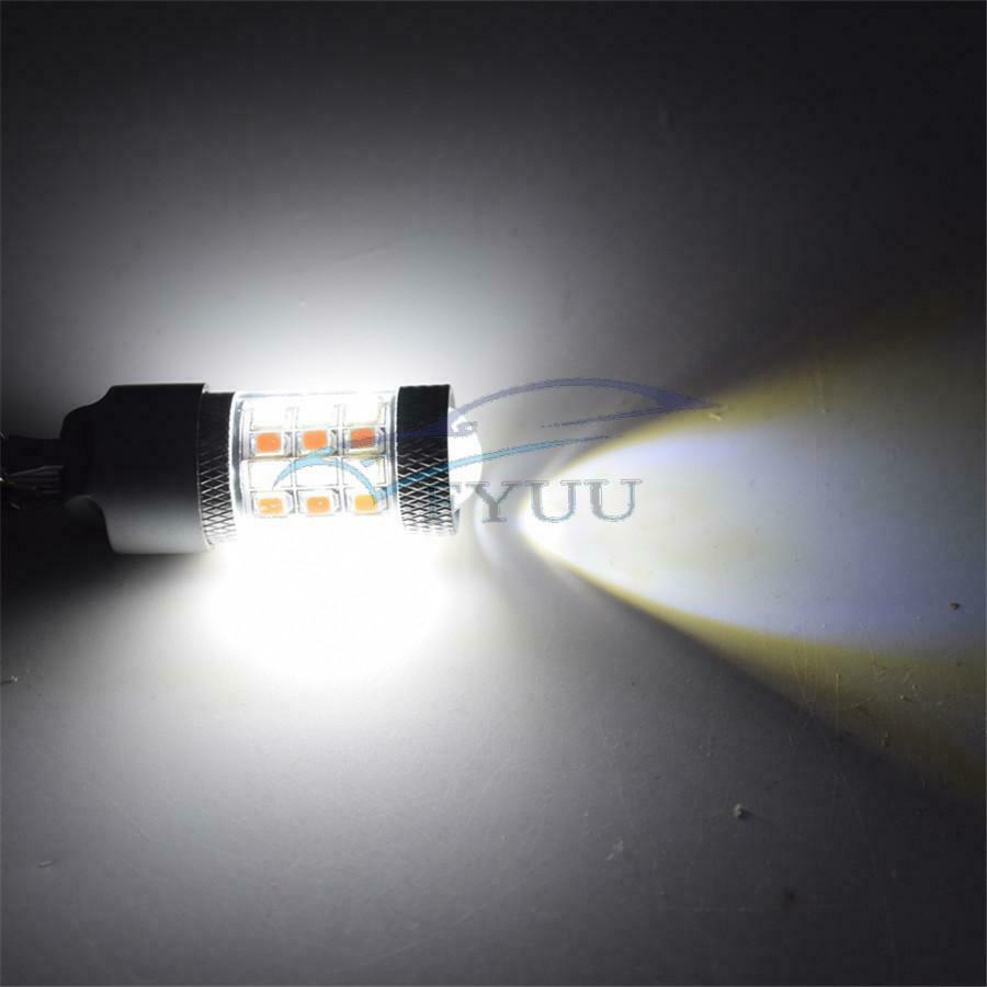 2x Turn Signal Light Bulbs 2835 SMD Dual Color White/Amber LED Replacement Bulbs