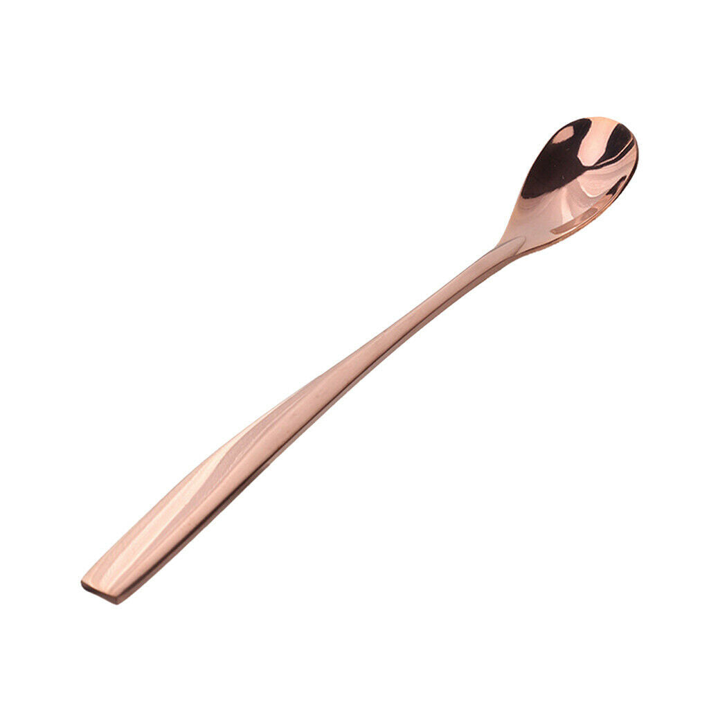2Pcs Stainless Steel Long Handle Tea for Sundae Coffee w/ Smooth Surface