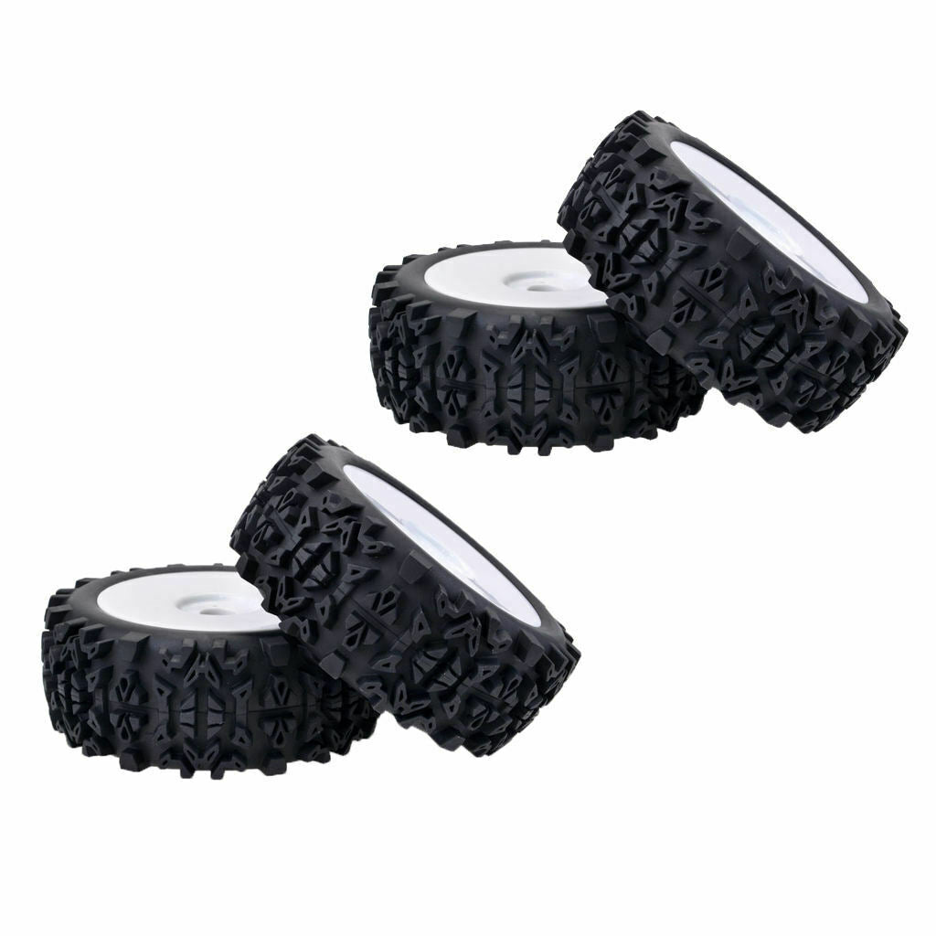 4pcs 1/8 Scale RC Rubber Tires w/ Hex 17mm Wheels Rims For RC On-Road Buggy Car