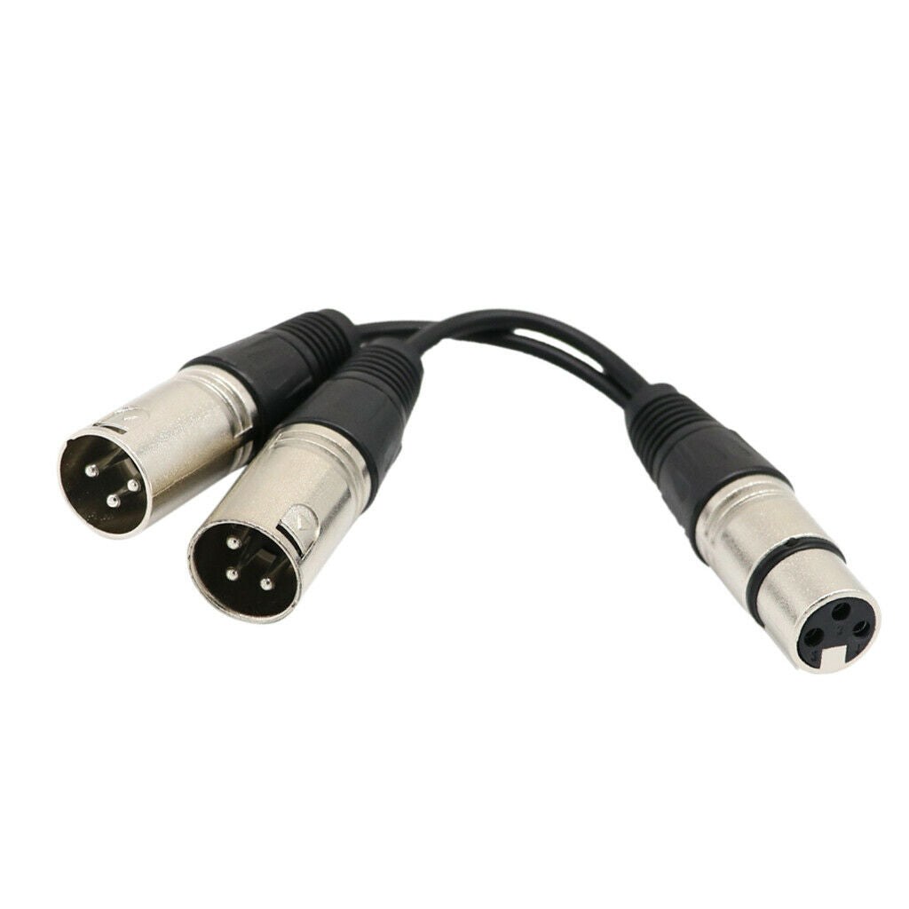 2 Pieces XLR Female to 2 Male Pro Audio Microphone Cable Splitter Cord