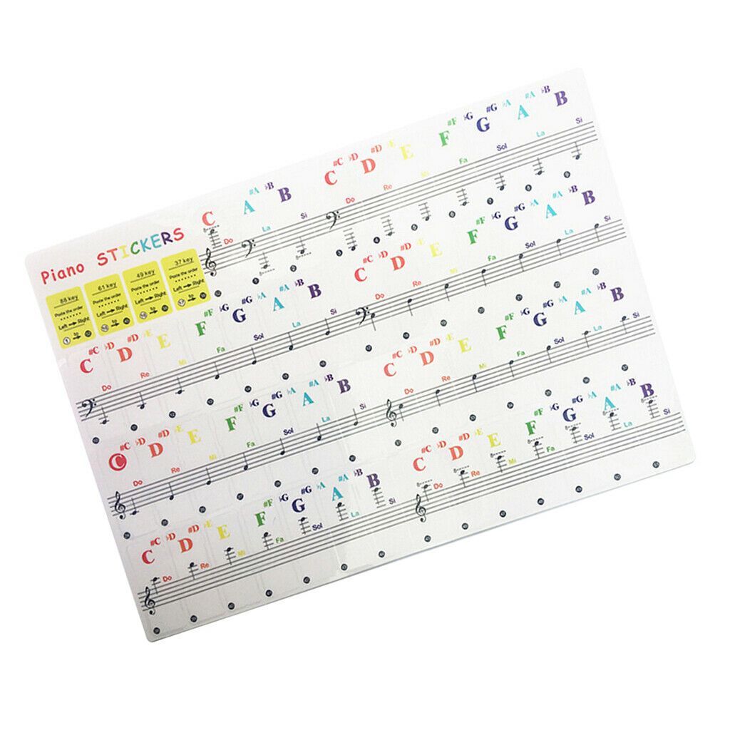 Piano & Keyboard Stickers for 37/54/61/88 Transparent Learning Practice