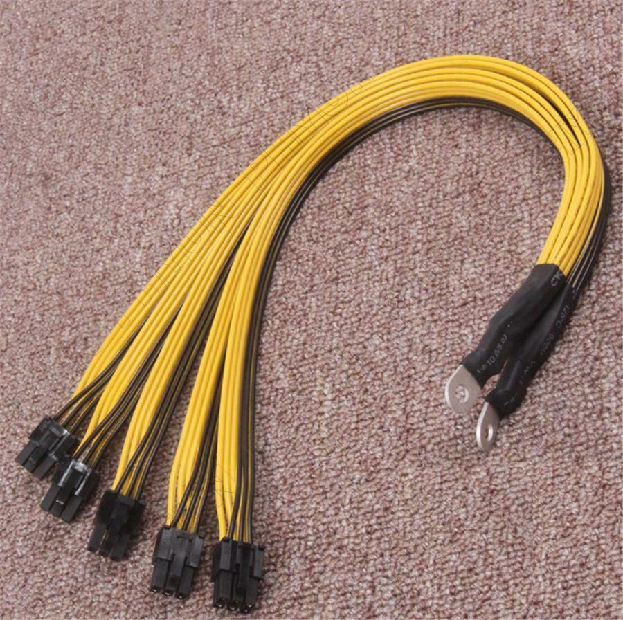 2PC S7 S9 to 5X PCI-E 6Pin GPU Graphics Card Splitter Power Cable BTC Miner 40cm