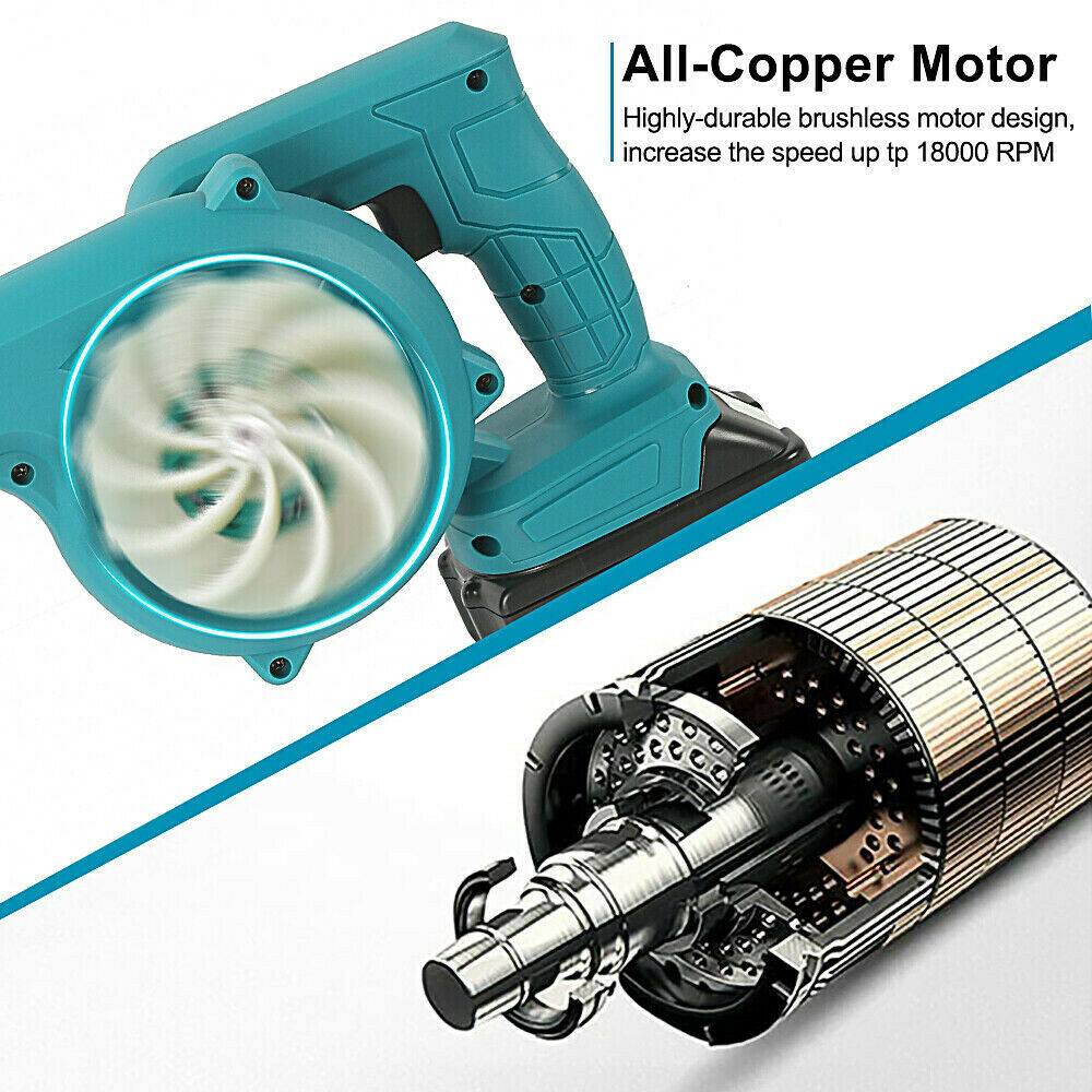Blue Cordless Leaf Dust Blower Vacuum Air Blowing Power Tool For Makita 18V