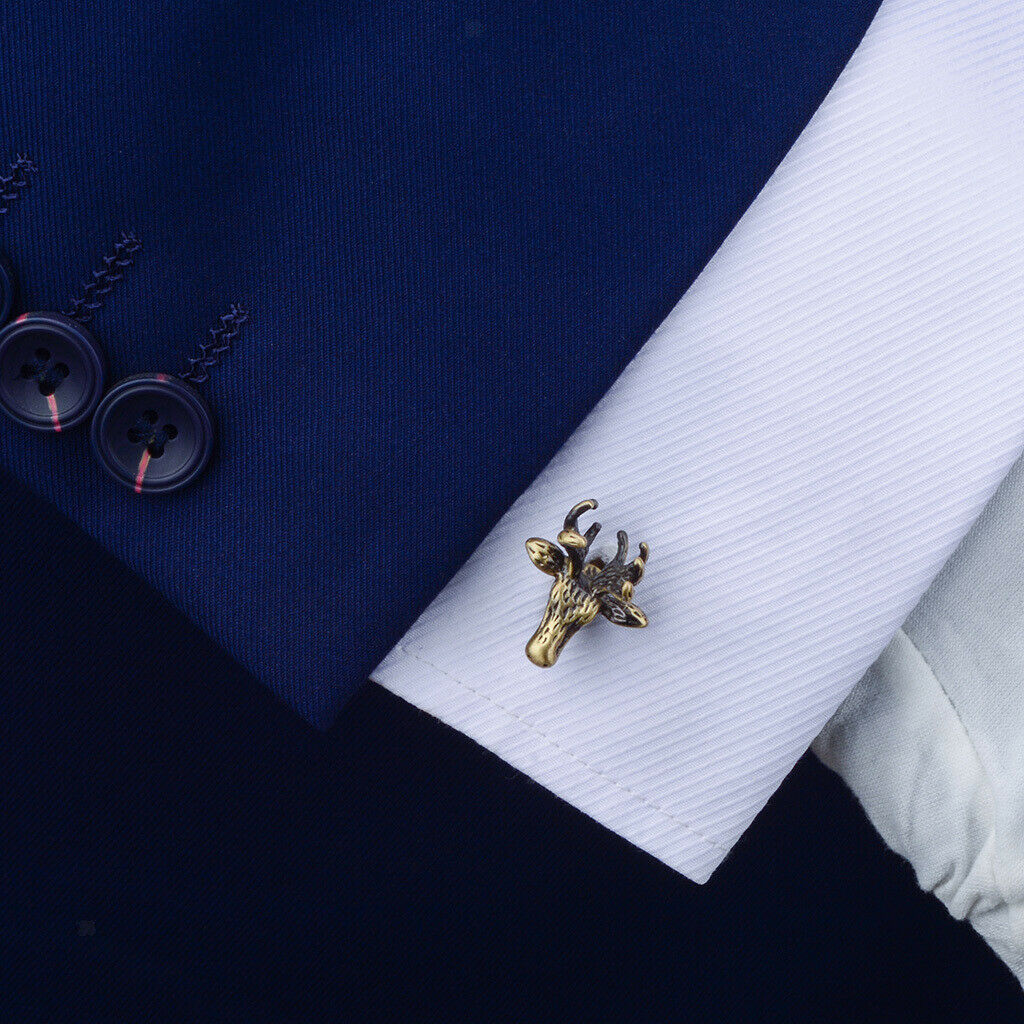 2pcs Men Cufflinks Retro Style Christmas Reindeer Cuff Links Shirt Jewelry