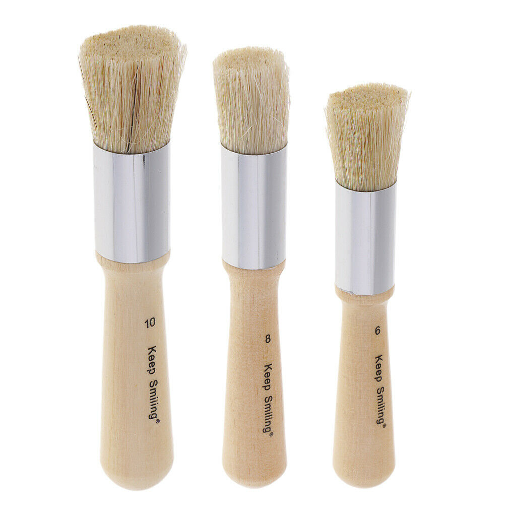 3Pcs Template 14cm/15.5cm/17cm Wooden Stencil Brush for Acrylic Oil Painting
